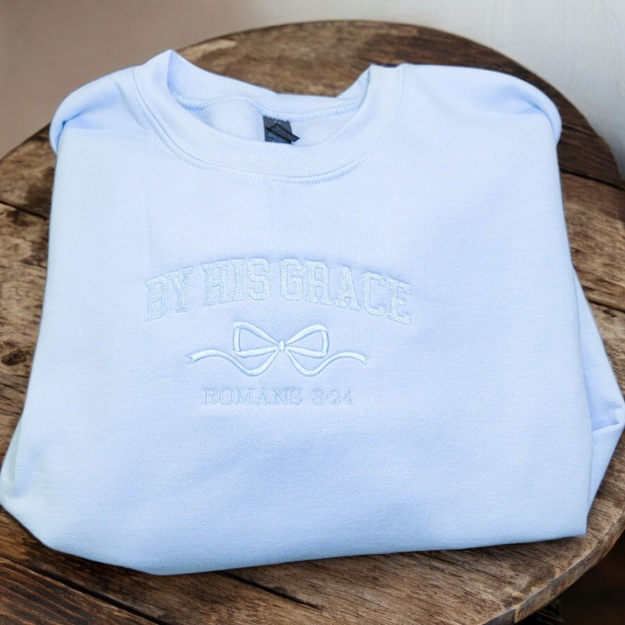 By His Grace Embroidered Crewneck