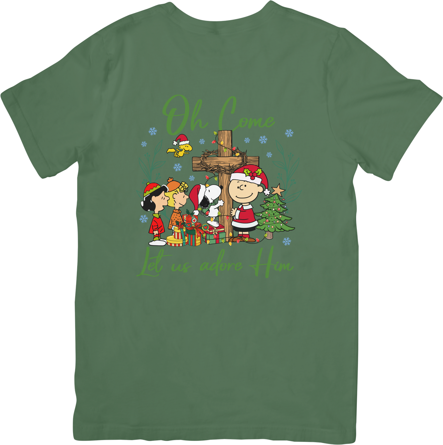 Oh Come Let Us Adore Him Peanuts Christmas Tee