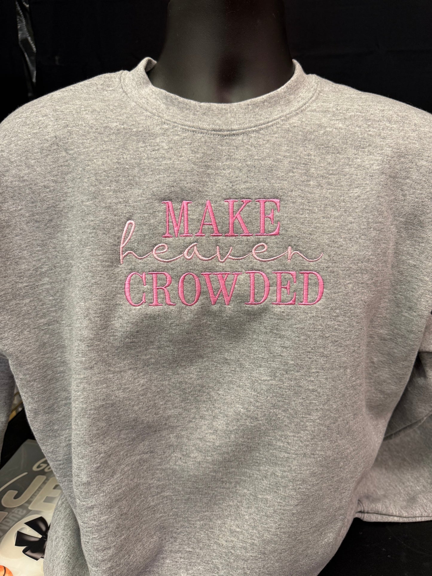 Make Heaven Crowded Embroidered Crew Neck