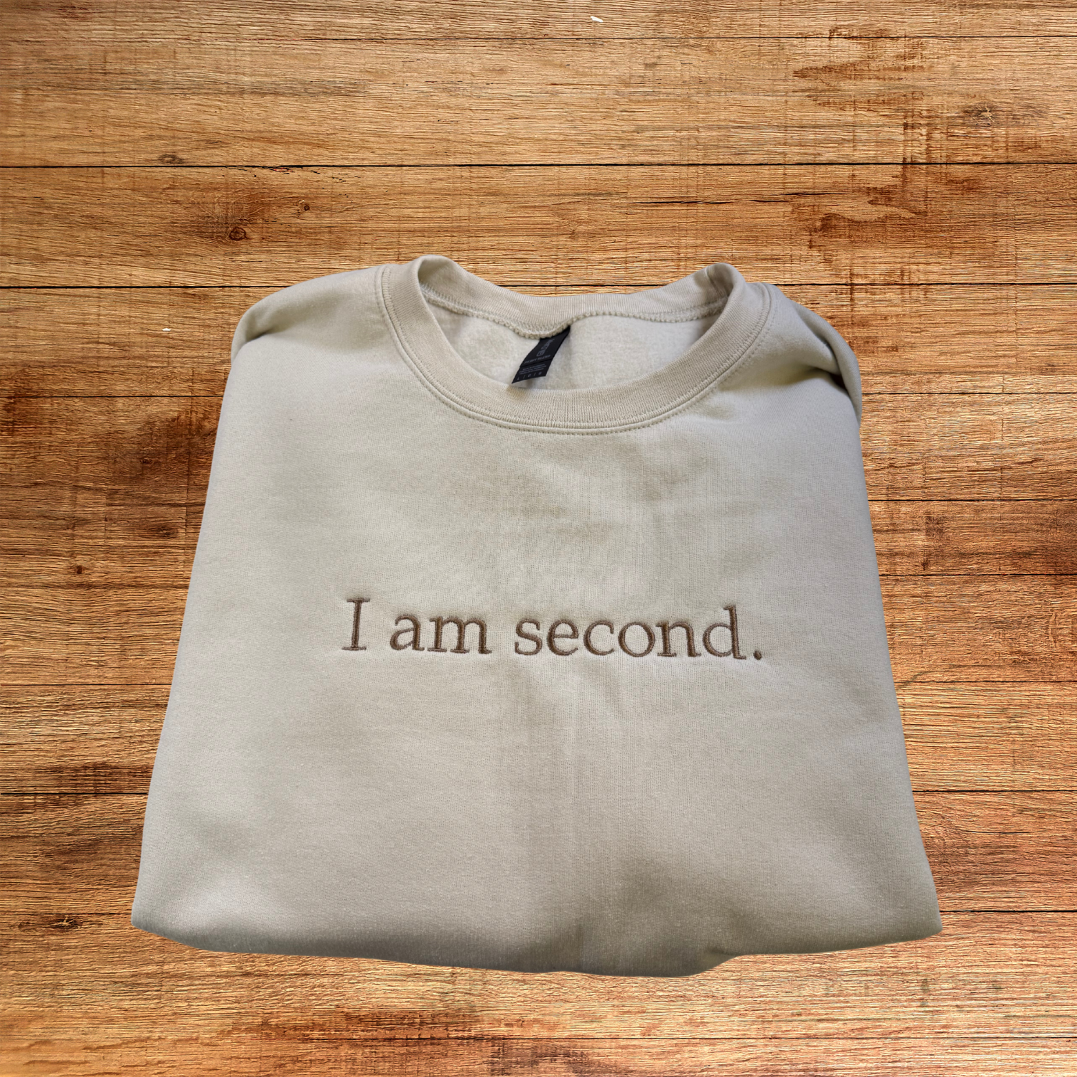 I am second Embroidered Crewneck